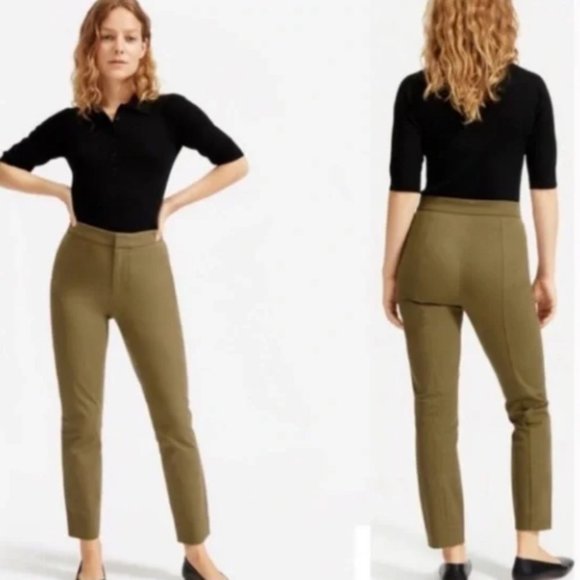 Everlane Pants - Everlane Olive Green Tapered Leg Side Zip Slimming Pants Women's Size 2 #0273